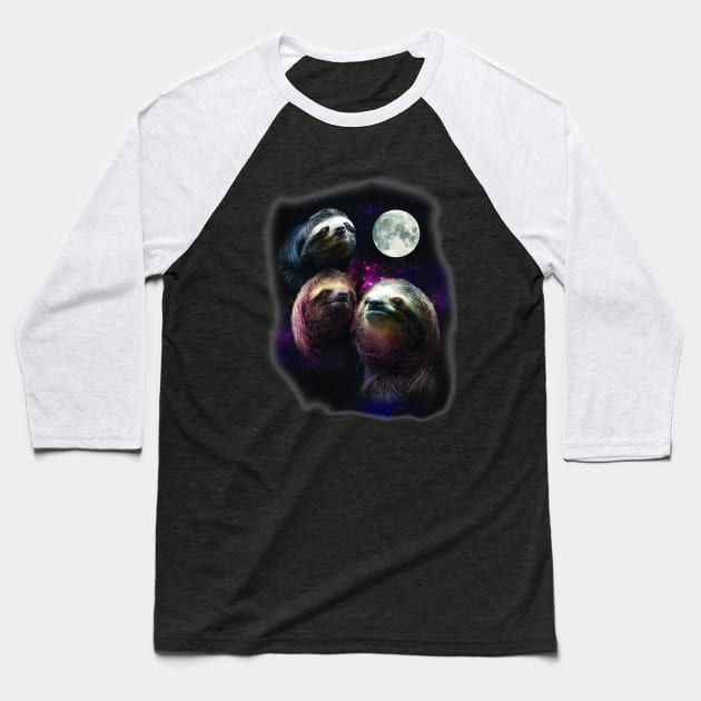 Three Sloths Baseball T-Shirt by retrosaurus